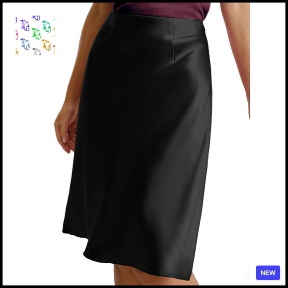 A-Line Midi Skirt Elegant Office Wear Premium Acetate Fabric High Waist